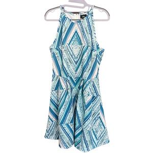 Mossimo Fit & Flare Blue Aqua Halter Neckline Dress Size M EUC